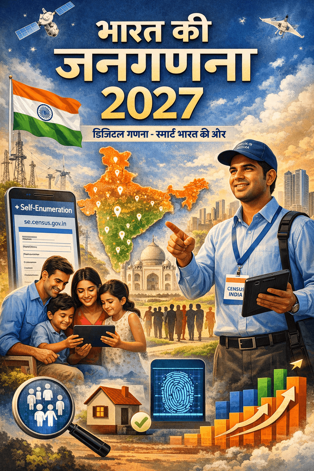 Census 2027:1 अप्रैल से शुरू होगी भारत की पहली डिजिटल Census, Self-Enumeration की भी सुविधा