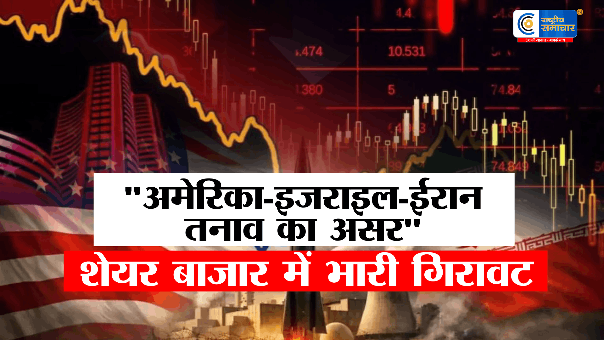 शेयर बाजार में बड़ी गिरावट,अमेरिका-इजराइल-ईरान तनाव से सेंसेक्स 900 अंक टूटा; निफ्टी 23,300 के पास