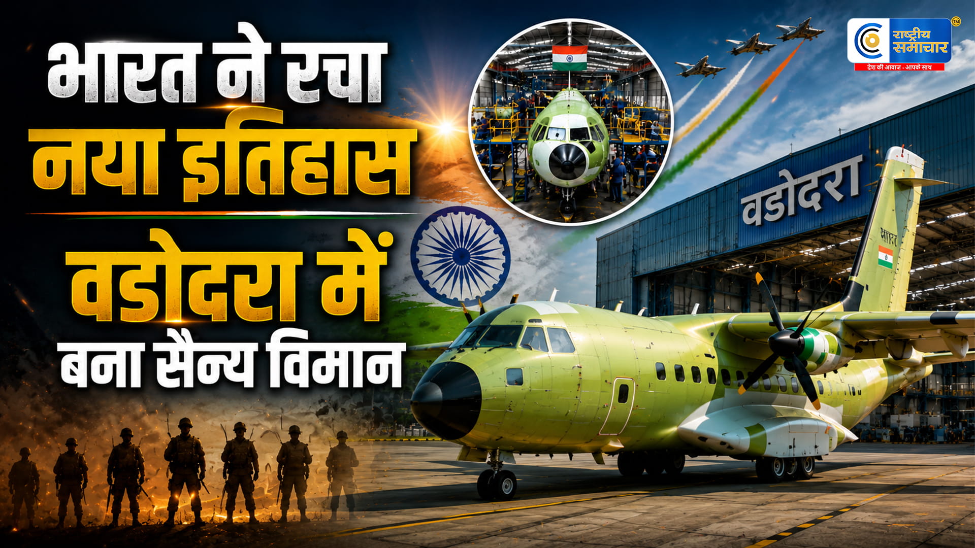 वडोदरा में रचा गया इतिहास: टाटा प्लांट से निकला पहला ‘मेड इन India’ C295 विमान,पहली बार किसी निजी भारतीय कंपनी