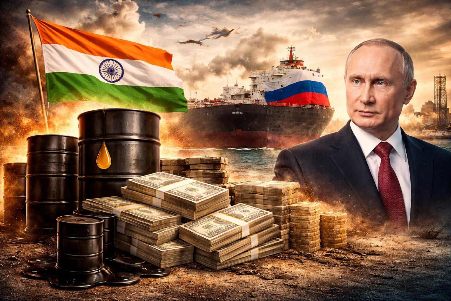अप्रैल में भारत रूस से खरीदेगा6 करोड़ बैरल कच्चा तेल डिस्काउंट खत्म, अब प्रीमियम पर डील   