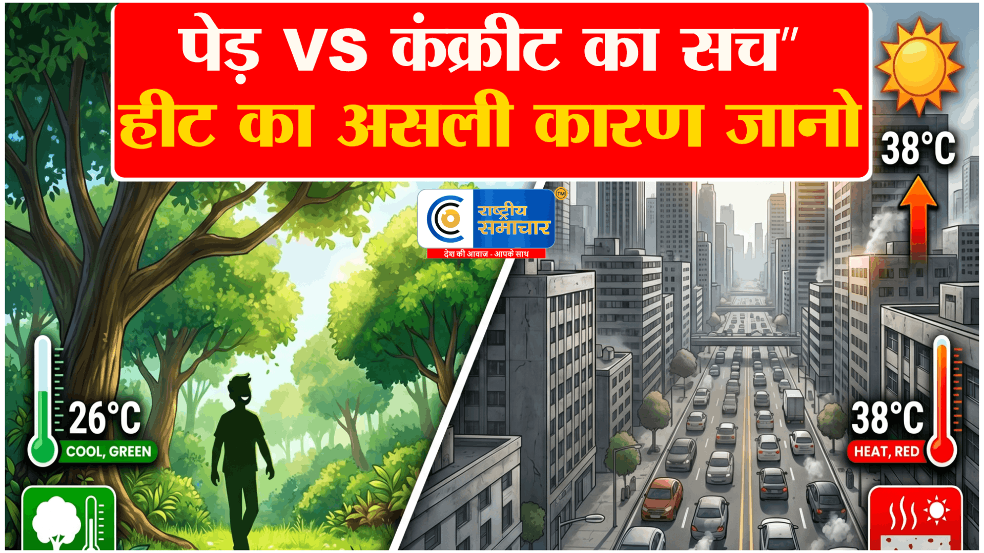  बढ़ती गर्मी शहरों में बढने का कारण क्या है? जानिए पेड़,कंक्रीट और 10°C फर्क का सच,एक ही शहर में इतना तापमान अंतर क्यों? 