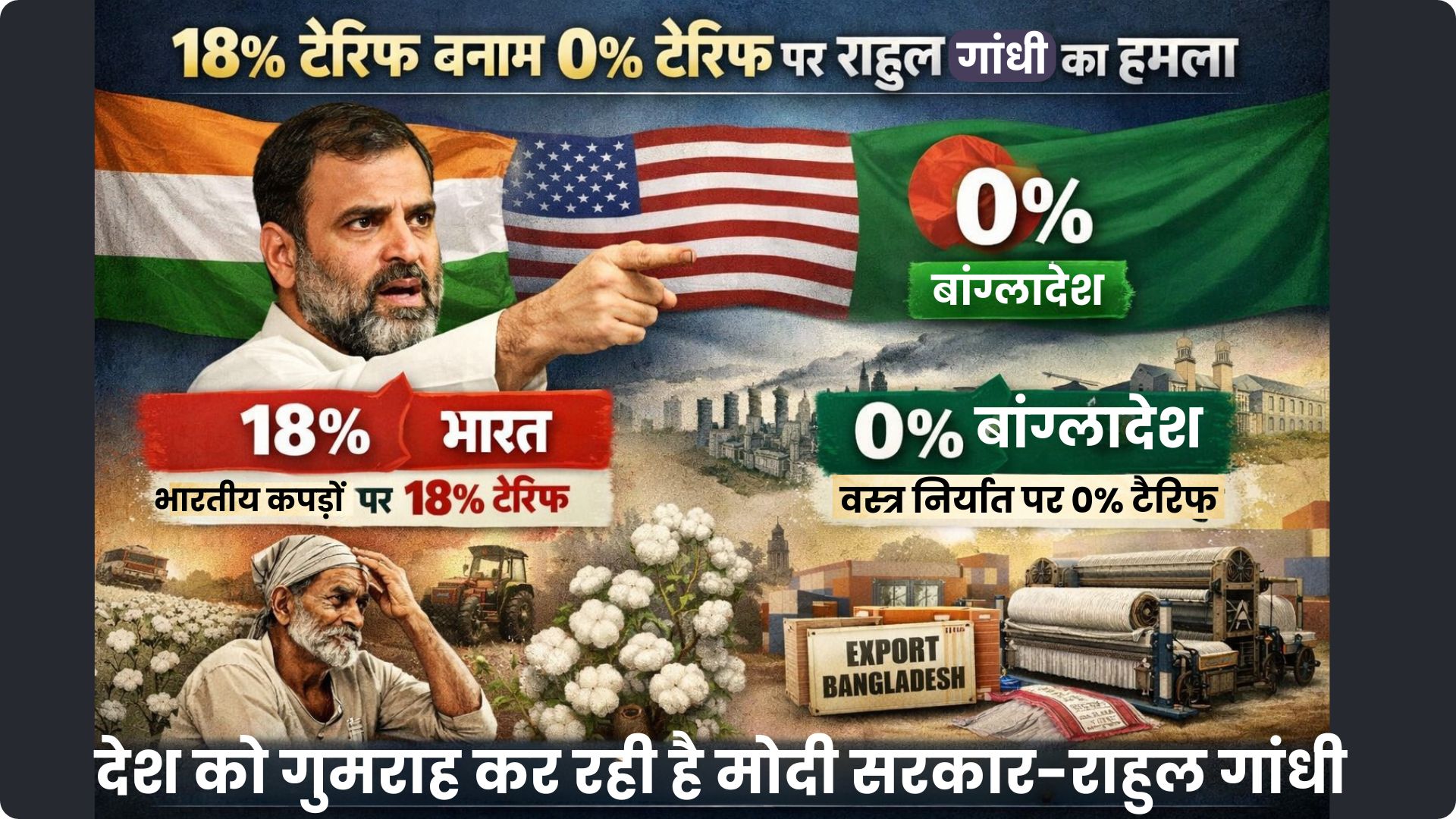 18% टैरिफ बनाम 0%बांग्लादेश को अमेरिकी कपास छूट तो बांग्लादेश दे रहा है भारत से आयात में कमी के संकेत