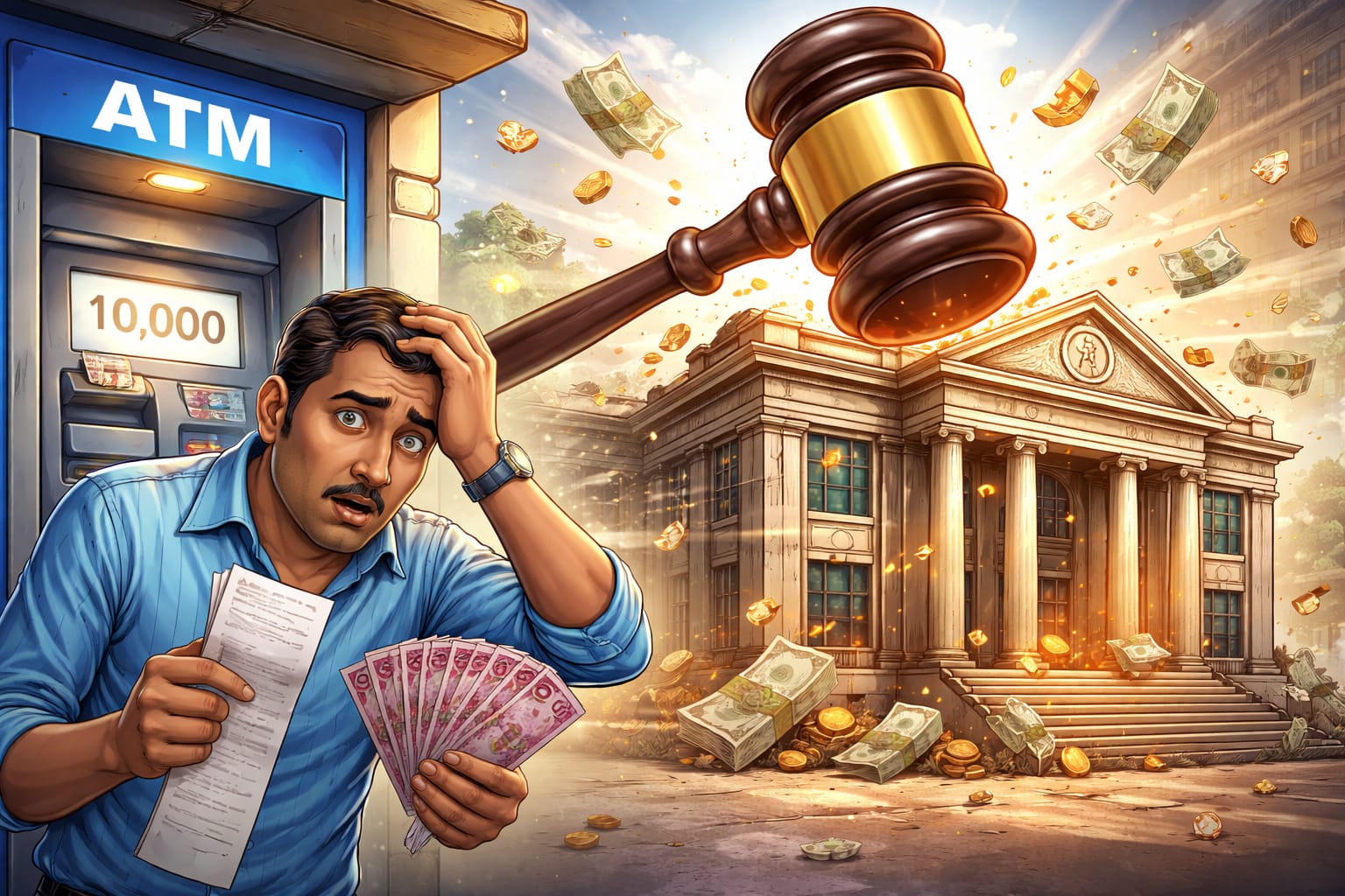 ATM से ₹10,000 रुपए के ट्रांजैक्शन में गड़बड़ी, छोटी सी गलती पड़ी भारी , Bank को देना पड़ेगा साढ़े तीन लाख से ज्यादा का जुर्माना