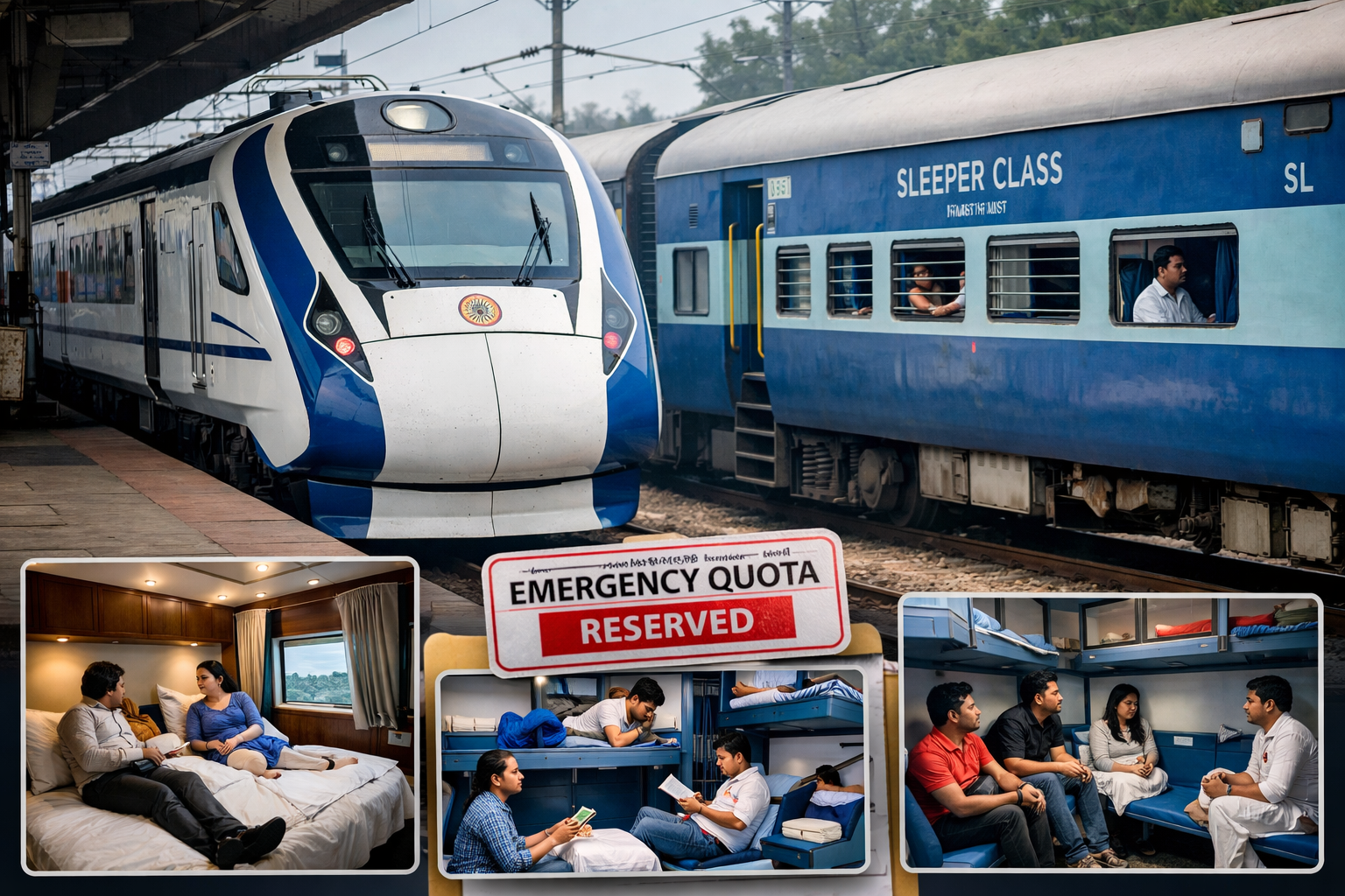  अचानक यात्रा करने वाले यात्रियों को बड़ी राहत -  अमृत भारत और  वंदे भारत में इमरजेंसी कोटा लागू हुआ