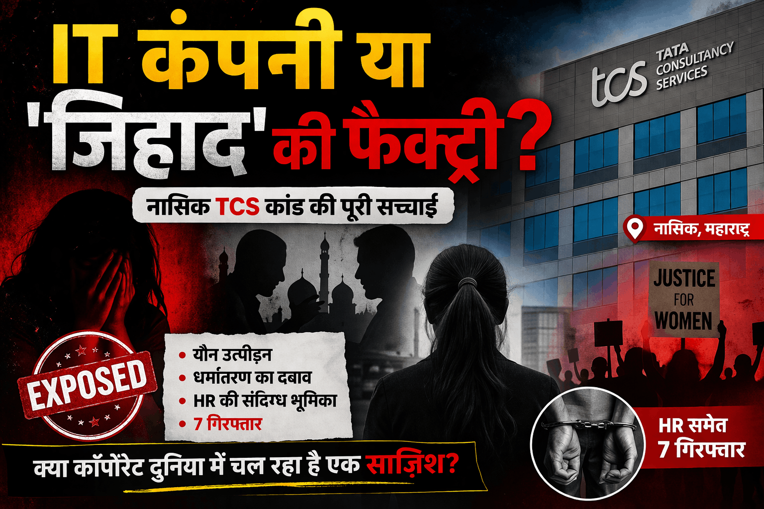 नासिक में 'कॉर्पोरेट जिहाद' का खुलासा:TCS की शाखा में यौन उत्पीड़न और जबरन धर्मांतरण का काला खेल, HR समेत 7 गिरफ्तार