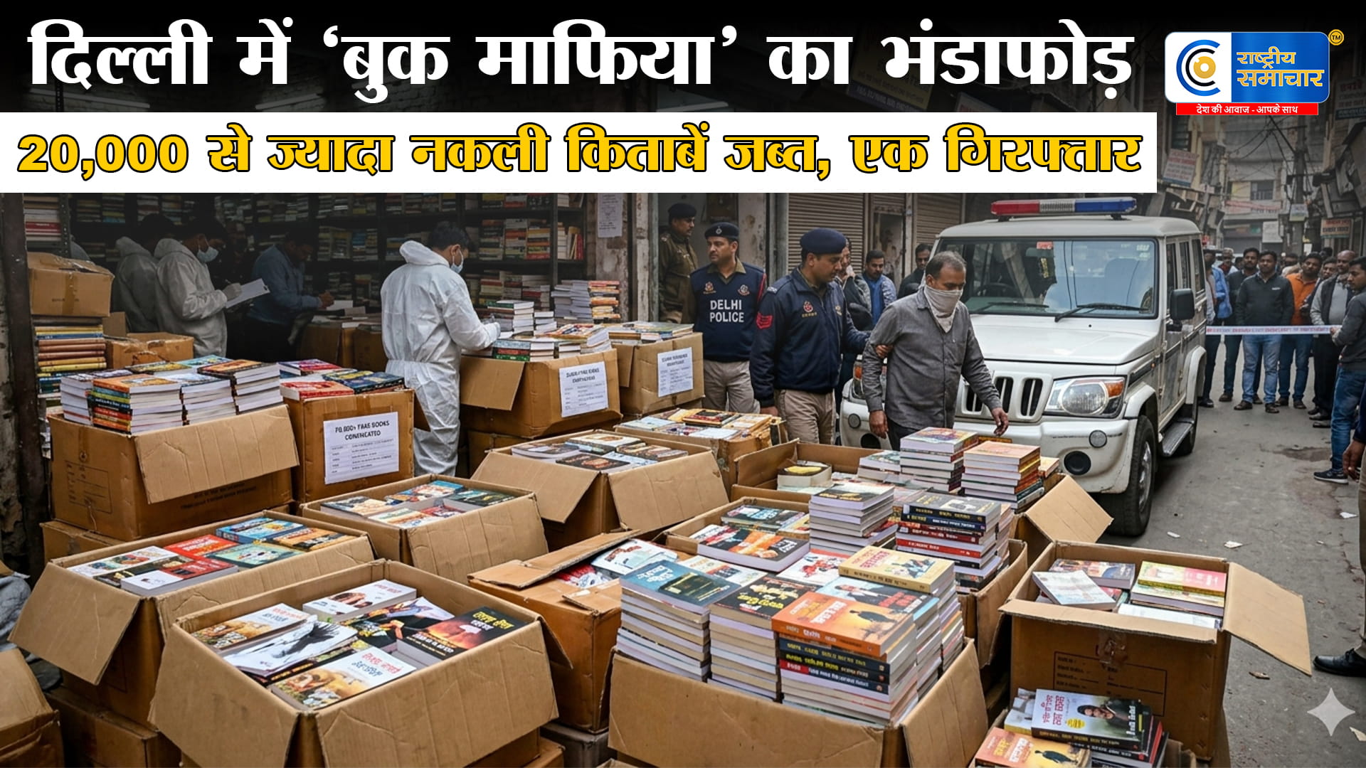दिल्ली में बुक माफिया का भंडाफोड़:क्राइम ब्रांच ने रोहिणी और आनंद पर्वत से  20,000 से ज्यादा नकली किताबें जब्त, एक गिरफ्तार