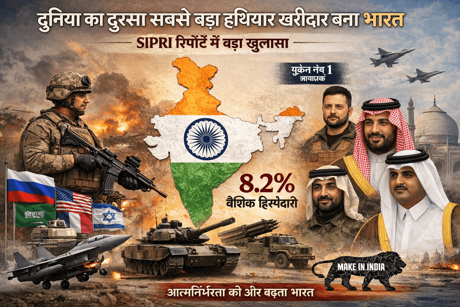 दुनिया का दूसरासबसे बड़ा हथियार खरीदार बना भारत: SIPRI रिपोर्ट में बड़ा खुलासा