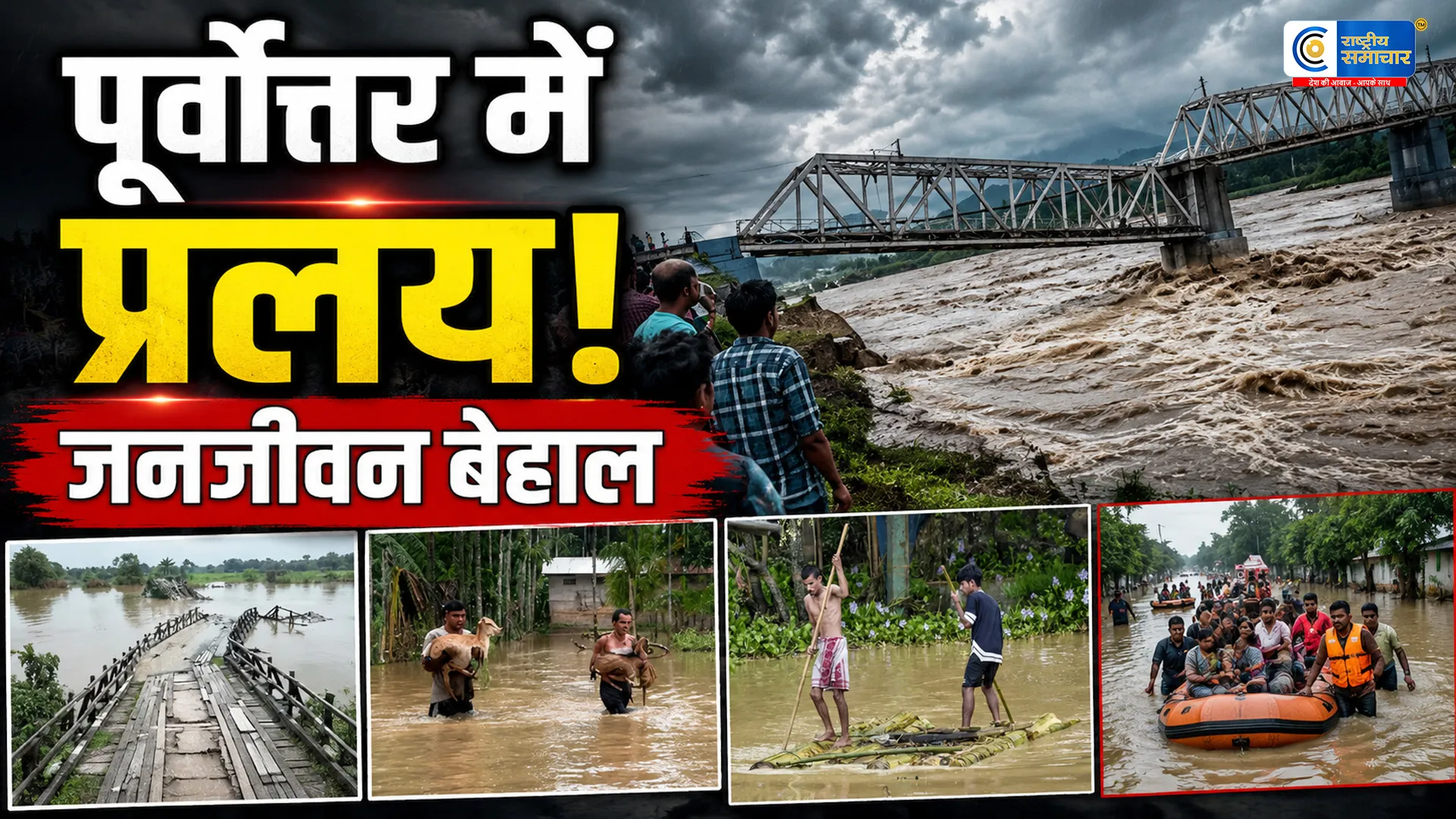 पूर्वोत्तर में बारिश का कहर:असम में 300 मीटर लंबा पुल बहा,अरुणाचल में 3 की मौत, सिक्किम में नदियां उफान पर