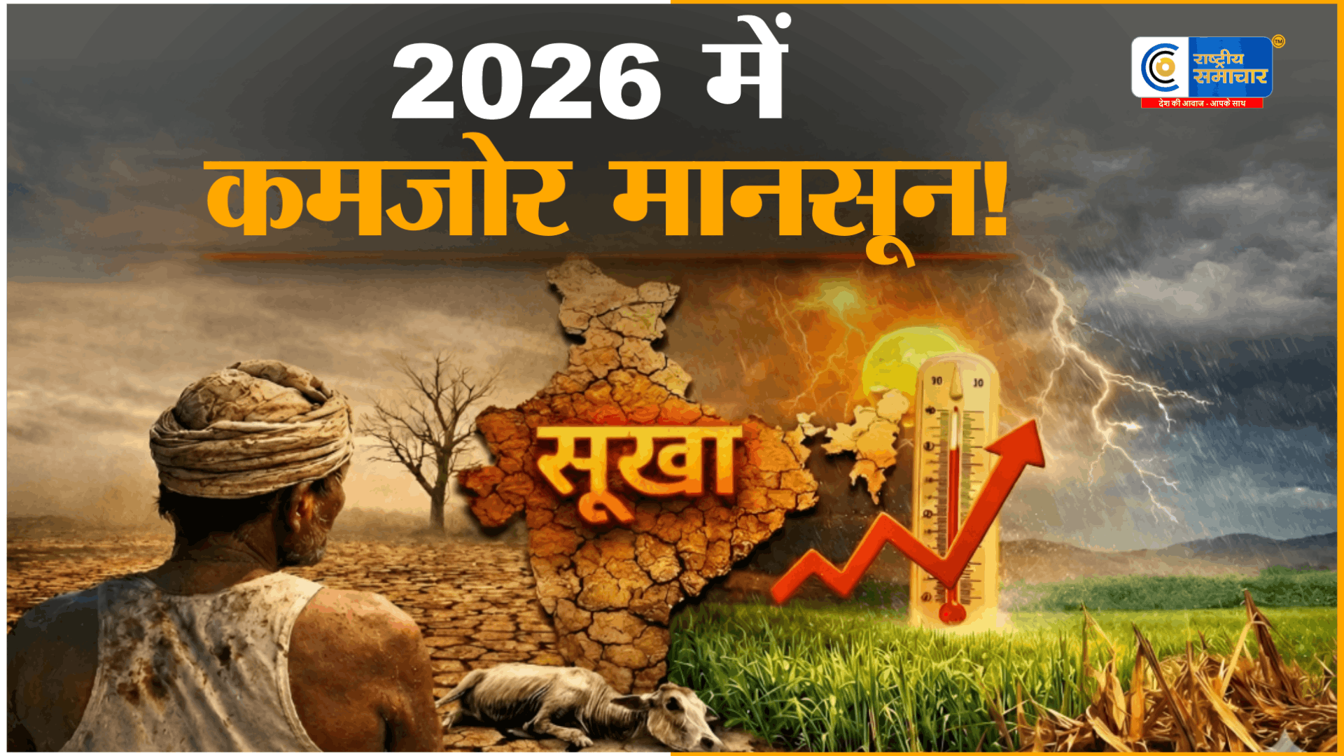2026 मानसून अलर्टअल-नीनो के प्रभाव से 8 साल बाद सामान्य से कमजोर मानसून की आशंका,IMD ने जताई 80 सेमी बारिश का अनुमान