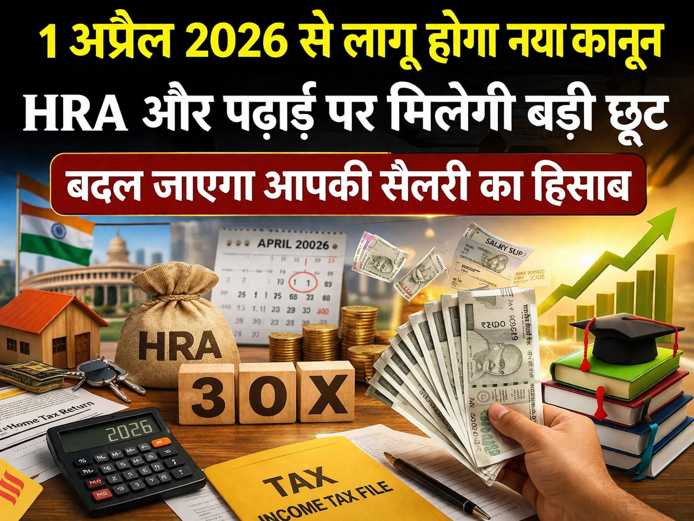 1 अप्रैल 2026 से नया इनकम टैक्स कानून लागू! HRA, भत्तों और ‘Tax Year’ में बड़े बदलाव, जानें आपकी सैलरी पर क्या होगा असर?