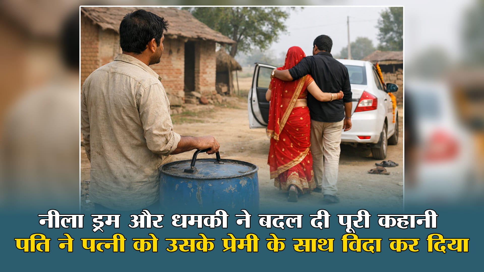 नीला ड्रम और धमकी ने बदल दी पूरी कहानी पति ने घरेलू विवाद और जान के खतरे के बीच लिया बड़ा फैसला, पत्नी को उसके प्रेमी के साथ विदा किया