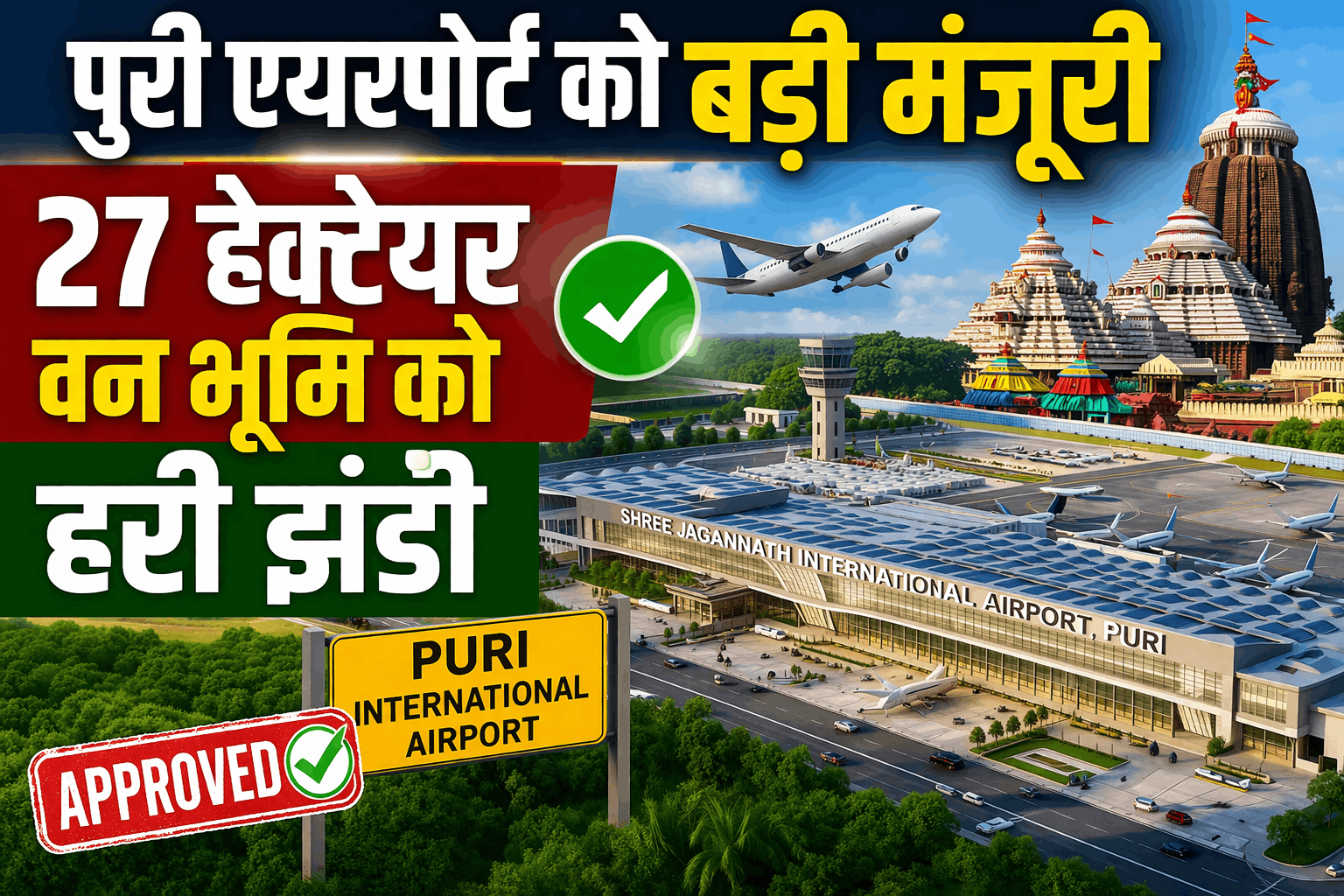 श्री जगन्नाथअंतरराष्ट्रीय हवाईअड्डा परियोजना को बड़ी मंजूरी, 27 हेक्टेयर वन भूमि के इस्तेमाल की मिली अनुमति