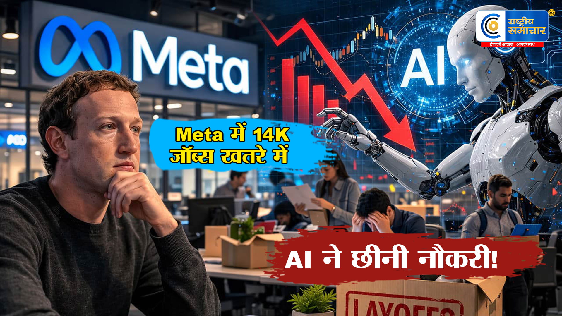 AI का असर या बड़ा बदलाव?मार्क जकरबर्ग की Meta में 14,000 नौकरियों पर संकट 8,000 कर्मचारियों की छंटनी