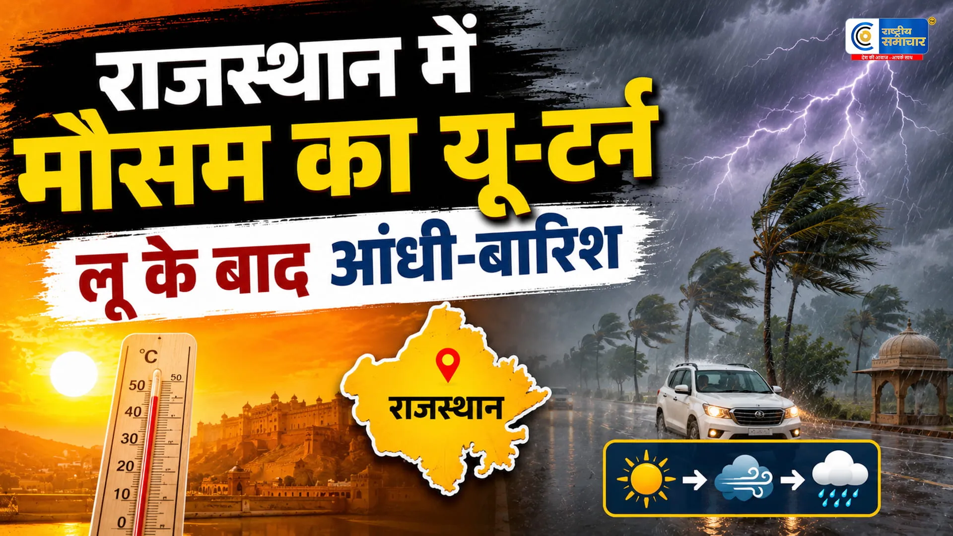 राजस्थान में दो दिन और सताएगी लूफिर बदलेगा मौसम,आंधी,बारिश और तूफान का ऑरेंज अलर्ट जारी