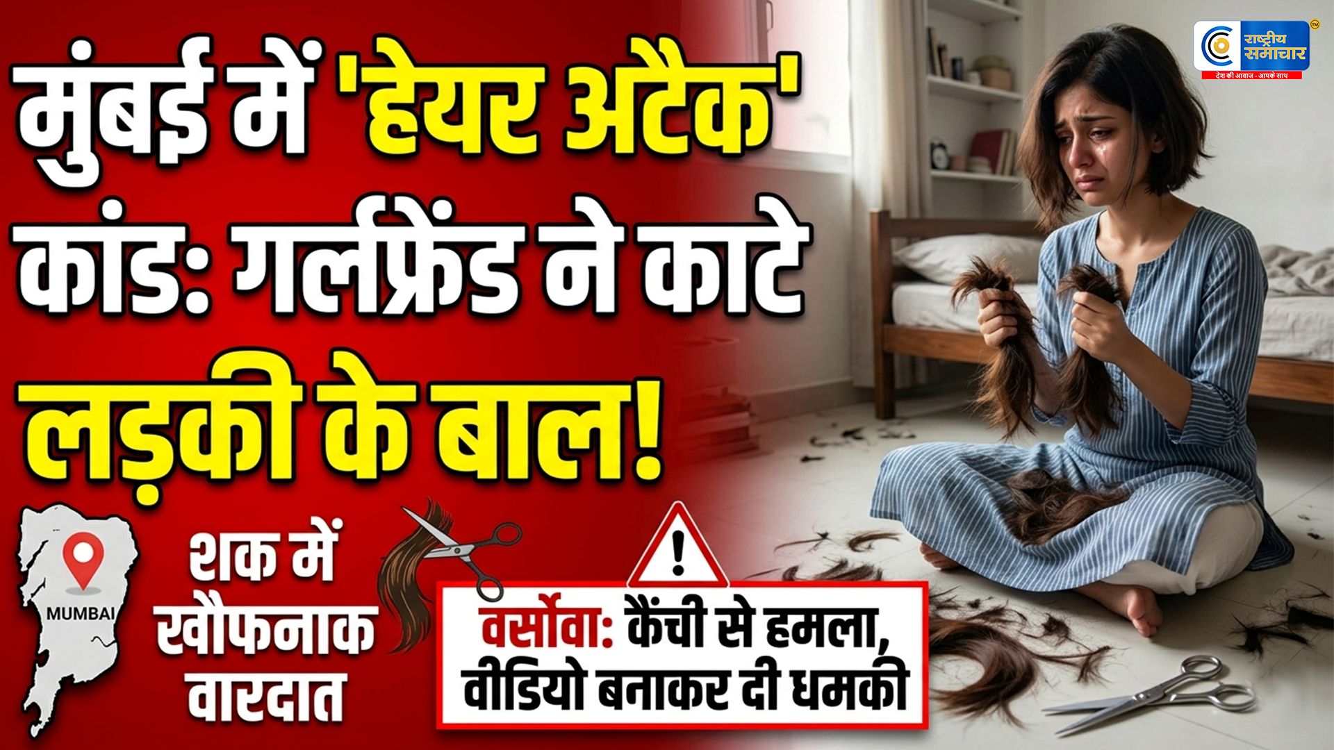 मुंबई में 'हेयर अटैक' कांड : बालों की तारीफ पड़ी भारी! गर्लफ्रेंड ने घर में घुसकर काट डाले लड़की के बाल  