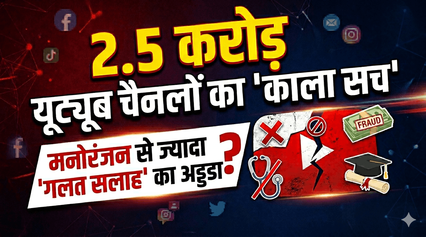 देश में 2.5 करोड़ यूट्यूब चैनल्सलेकिन सिर्फ 30 लाख ही प्रोफेशनल; गलत सलाह ले सकती है जान