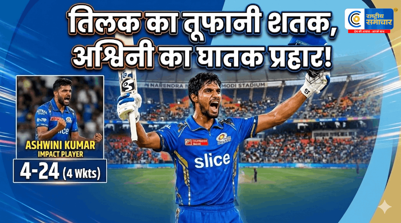 IPL 2026: तिलक वर्मा का तूफानी शतक, मुंबई इंडियंस ने गुजरात टाइटंस को 99 रनों से रौंदा