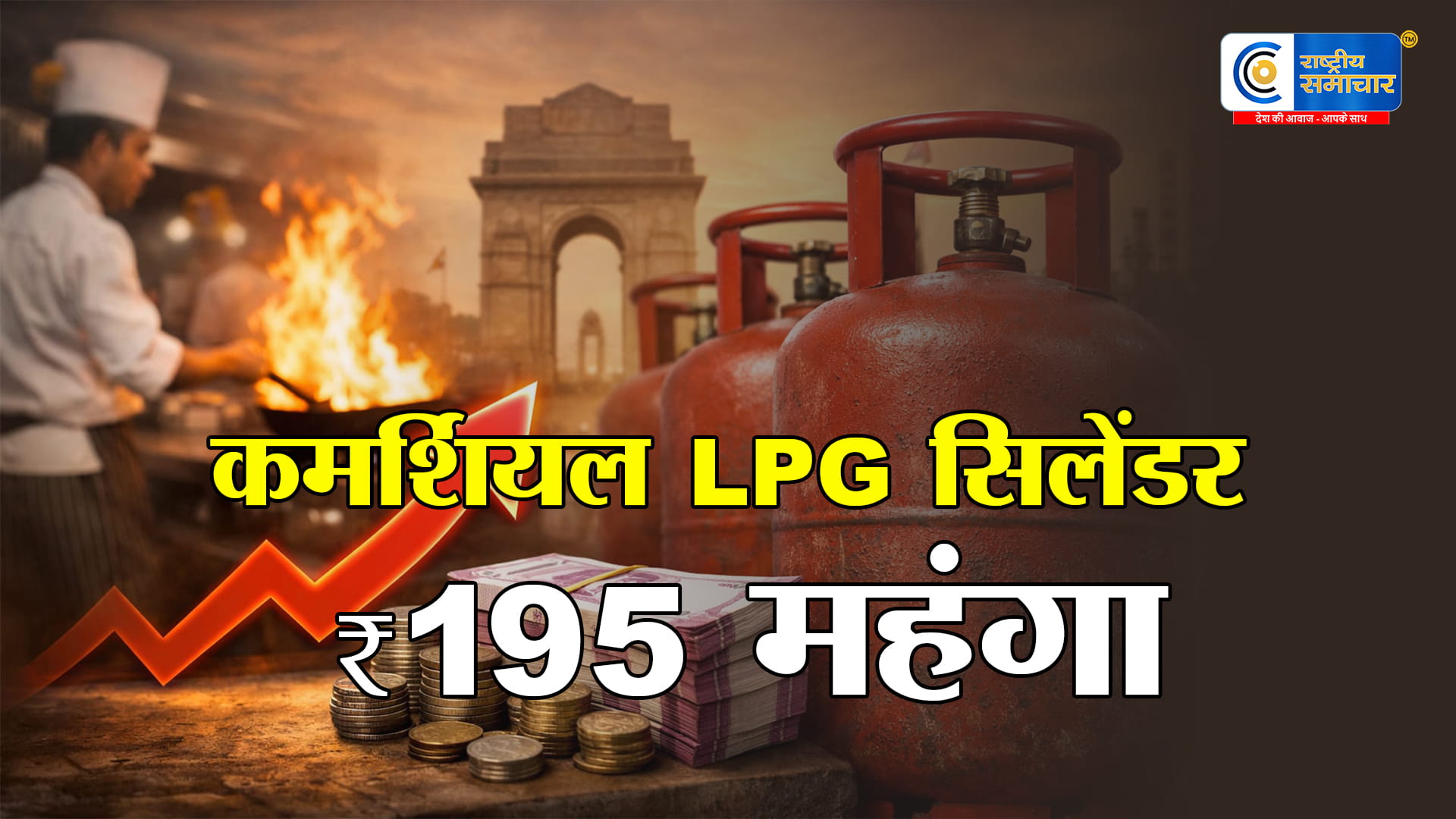 1 अप्रैल को महंगाई का बड़ा झटका: कमर्शियल LPG सिलेंडर ₹195 महंगा, कीमत ₹2,078 के पार,कच्चे तेल की वैश्विक कीमतों का असर