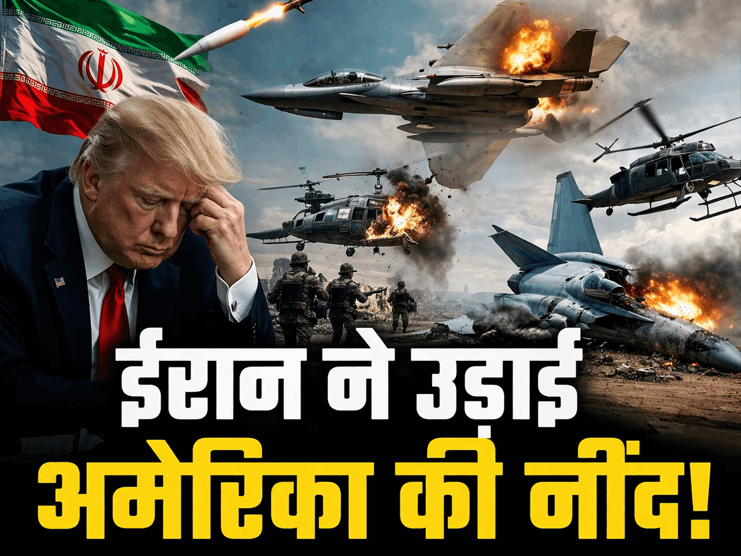 ईरान ने उड़ाई अमेरिका की नींद! 24 घंटे में US को तगड़ा झटका, 2 फाइटर जेट क्रैश, 2 चॉपर तबाह, पायलट लापता