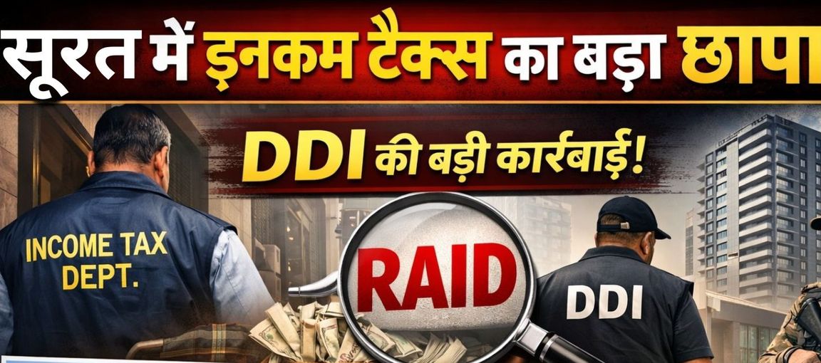आयकर विभाग की सूरत में बड़ी कार्रवाई: रियल एस्टेट ग्रुप्स पर छापेमारी, अहम दस्तावेज जब्त, मिरीख ग्रुप और ओपेरा ग्रुप जांच के घेरे में