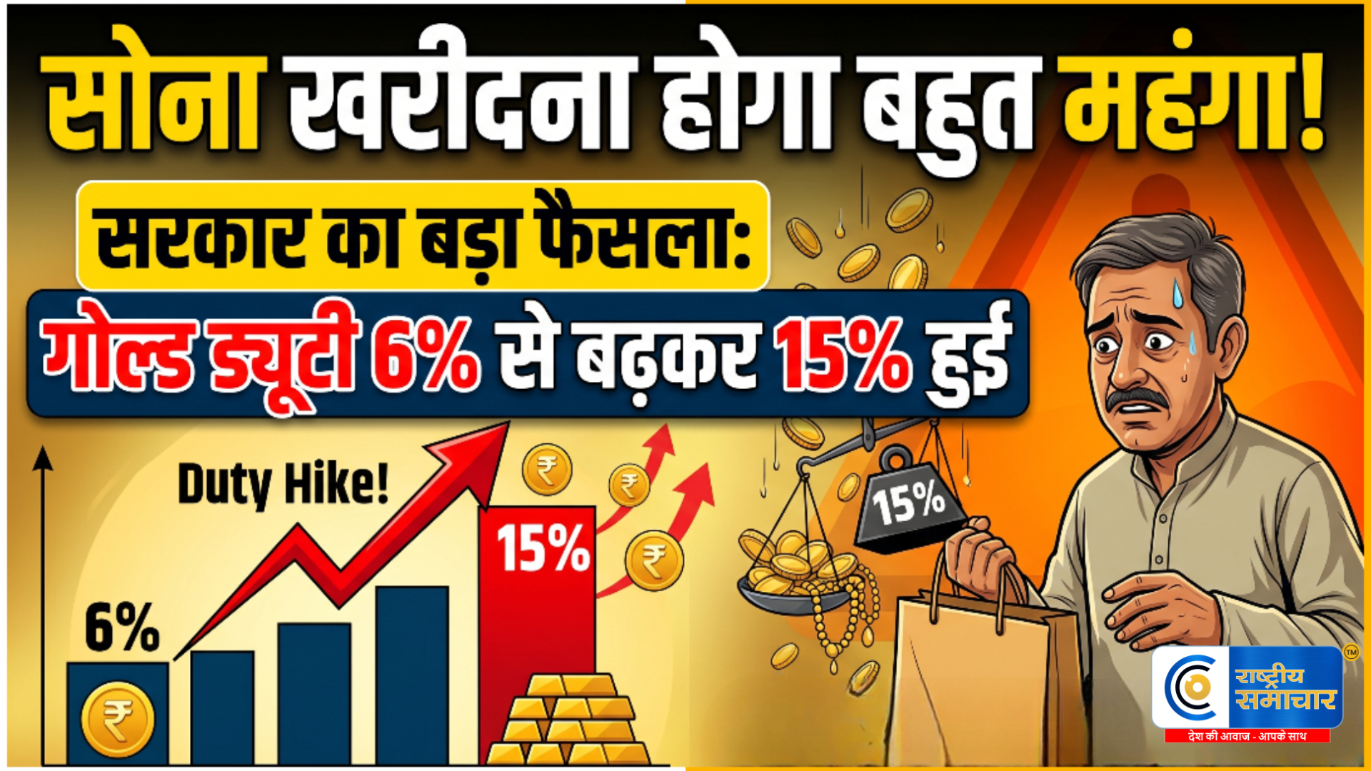 PM मोदी की अपील के बाद :सरकार का बड़ा एक्शन सोने पर इंपोर्ट ड्यूटी बढ़ाकर की 15%, अब गोल्ड खरीदना होगा महंगा 