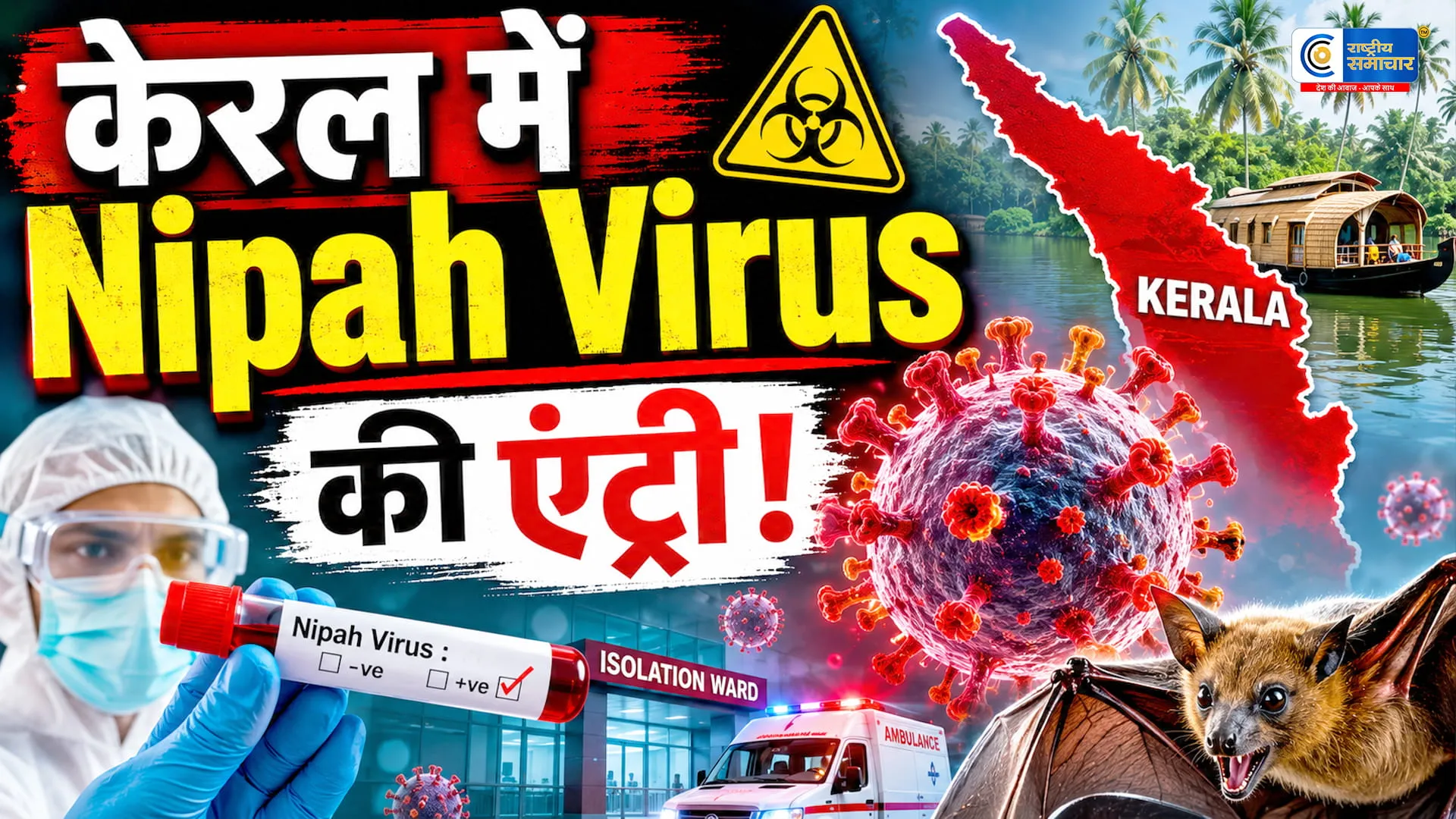 केरल में निपाह वायरस की दस्तक43 वर्षीय व्यक्ति संक्रमित,कोझिकोड के मरीज की हालत गंभीर वेंटिलेटर पर भर्ती